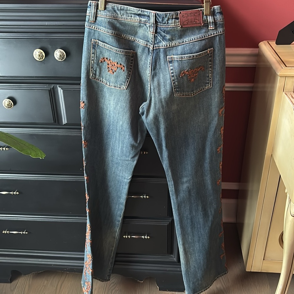 DOUBLE D RANCH Faux Suede Trimmed Jeans Size 28